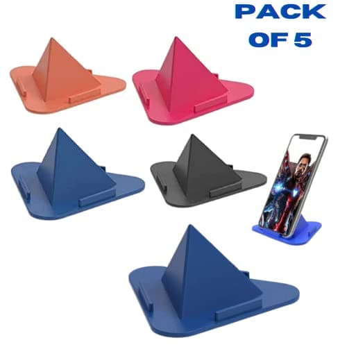 SKYCELL Portable Three-Sided Triangle Desktop Stand Mobile Paradise Universal Phone Pyramid Shape Holder Desktop Stand (Multi Color) (Pack of 5) Mobile Holder 5