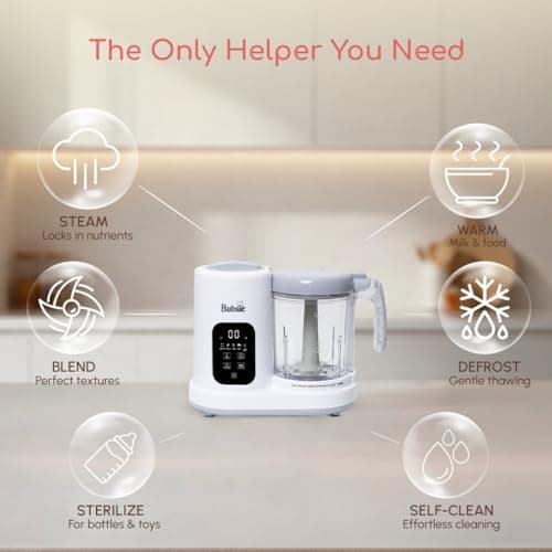 Bubsie Lil Chef Pro All-in-One Baby Food Processor | Electric Baby Puree Maker, Steamer, Blender, Sterilizer, Warmer & Self-Cleaning Function | Touch Screen BPA-Free 400ml Bowl | 1 Year Warranty 3