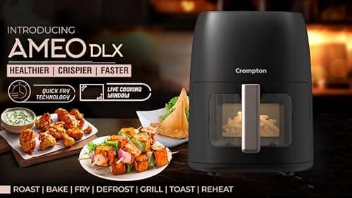 Crompton Ameo DLX 4.2L Digital Air Fryer with Live Cooking Window | 1450W Super Helix Heating | 7-in-1 Functions | Quick Fry Technology | Low Noise | Oil-Free Healthy Cooking | 2 Year Warranty 4