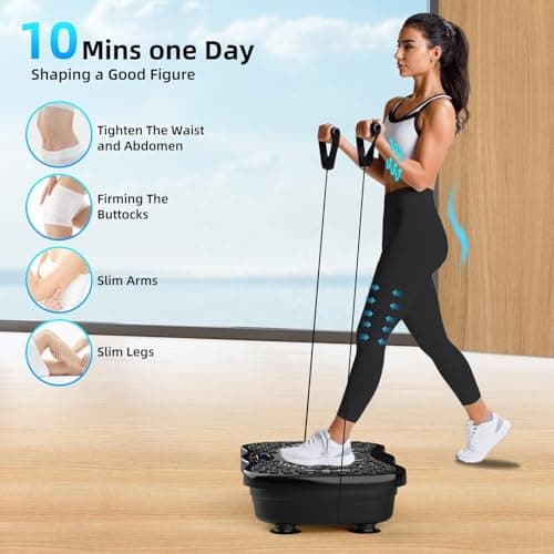 Dealsure Vibration Plate Exercise Machine | Full Body Vibration Machine for Weight Loss in Home & Gym, Muscle Toning, Calorie Burn & Fitness Training with 5 Program Modes, Remote & 2 Resistance Bands 2