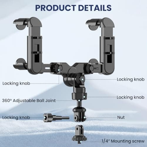 ZORBES® Action Camera Mount for Car Rear-View Mirror, Driving Recorder Bracket, Clamp-On 180° Adjustable Action Camera Mount with 1/4'' Screw, Ideal for Dash Cam, Action Cams 2