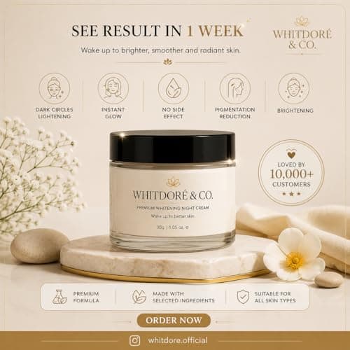 Whitdoré & Co. Premium Whitening Night Cream for Women & Men | Skin Brightening Cream for Dark Spots, Pigmentation & Uneven Skin Tone | Overnight Glow & Night Repair | Wake Up To Better Skin | 30g 4