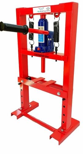 Hydraulic 6 Ton H-Frame Garage Floor Adjustable Shop Press with Plates, 6T, RED,Black