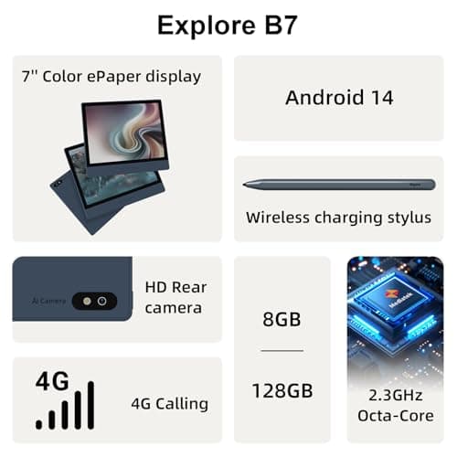 Bigme B7 color ePaper tablet 7 inch 8+128GB e-book reader with 4G calls 3