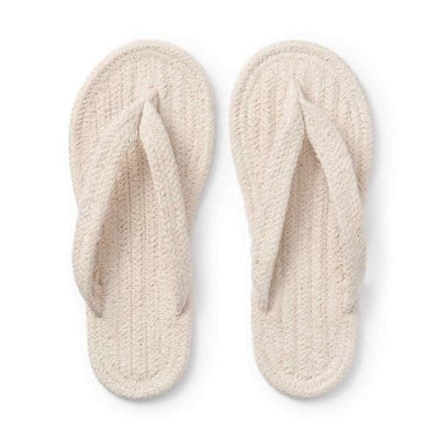 Cotton Braided Slippers for Men & Women | Soft, Lightweight & Anti-Slip Sole Footwear | Eco-Friendly Slippers for Home Comfort | Unisex Indoor Flip Flops | NATURAL | Medium