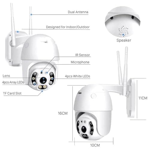 Guard Well 5MP WiFi Outdoor PTZ Security Camera | 360° View | Full HD | Color Night Vision | Motion Detection | Two Way Audio | Wireless CCTV Camera for Home with Mobile App V380 Pro (Dome Camera) 3