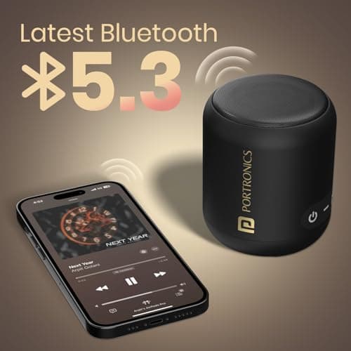 Portronics SoundDrum 1 12W TWS Portable Bluetooth Speaker with Powerful Bass, Bluetooth 5.3V, 360° Surround Sound, USB Drive in, Type C Fast Charging(Black) 2