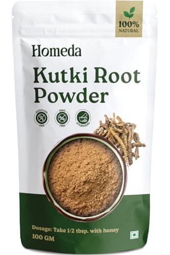 Homeda Kutki Powder for Liver Support & Detox (100 grams), Organic Ayurvedic Katuka Rohini Powder - Katuki Churna, Katika Rohini