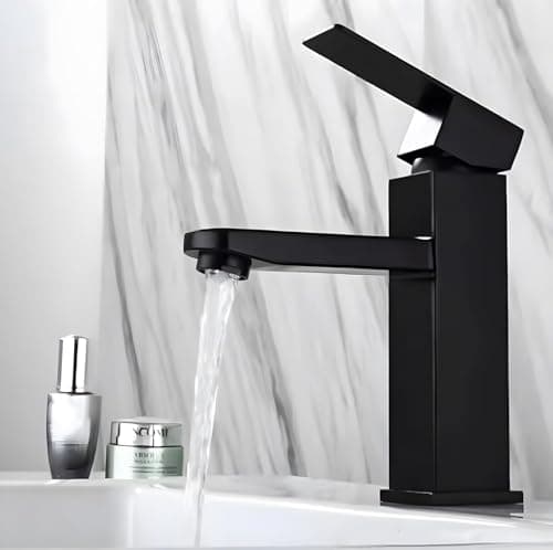 24x7 eMall Matt Black Basin Mixer Faucet Tap Black Matt Design Hot and Cold Bathroom Short Body - 7 Inches 2