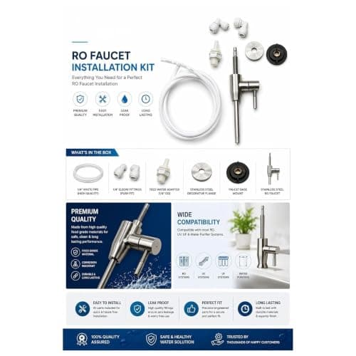SS 304 Grade Faucet Tap for Cabinet RO Water Purifiers, Stainless Steel (3/8 inch pipe) 3