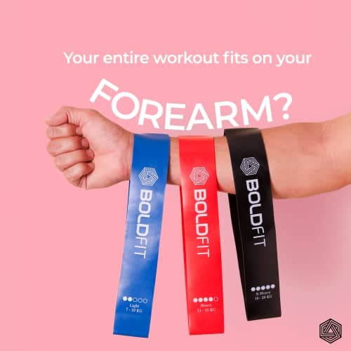 Boldfit Resistance Bands Mini Loop Set (Pack of 5) Hip Band / Toning Exercise Band for Gym Booty Belt / Latex Band / Thera Band / Theraband for Fitness, Multicolor, (RMiniloop1) 4