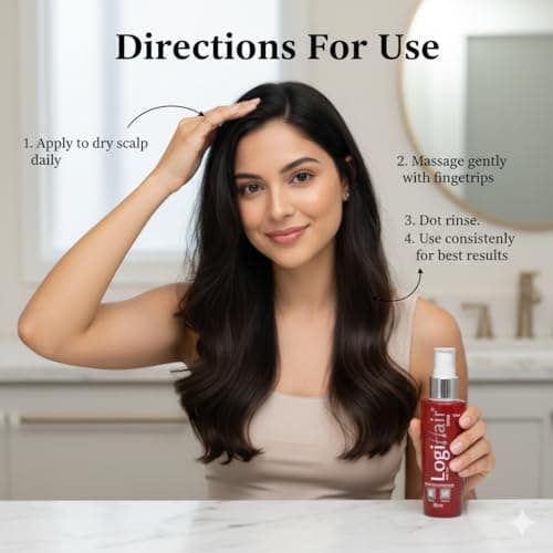 New_LogiHair Hair Serum | Intensive Hair & Scalp Care Serum | Reduces Hair Fall & Promotes Growth | Lightweight, Non-Sticky Formula | Suitable For All Hair Types -(126ml) 4