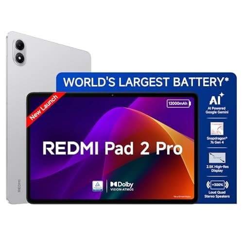 Redmi Pad 2 Pro [Smartchoice] | 12000mAh | Snapdragon 7s Gen 4 | 12.1-inch,2.5K Display |83+ Days Standby |HyperOS 2 |120Hz |Dolby Vision Atmos |Wi-Fi 6 |AI Powered | 8GB, 128GB | Quick Silver