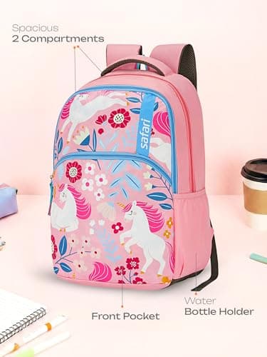 Safari Uniflora School Bag For Girls, Capacity - 36L, 2 Compartments Backpack For kids 5
