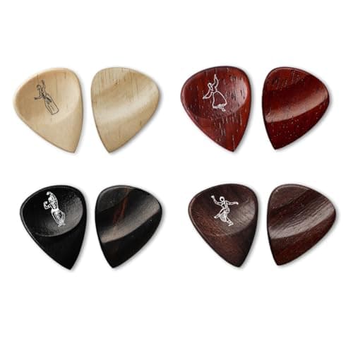 Kadence Heritage Wooden Guitar Picks – Set of 8 Handmade Picks with Indian State Woods & Art – Includes Maplewood, Teakwood, Ebonywood – For Acoustic & Electric Guitars 5