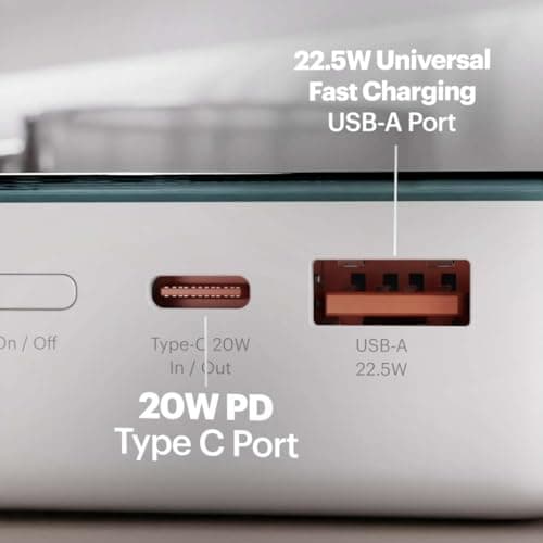 Stuffcool Roam+ 20000mAh Compact Powerbank with 20W Type C Output Charges iPhone 50% in 30 mins and 22.5 Fast Charging, Type A Port - Cool Transparent with Glossy Finish 5