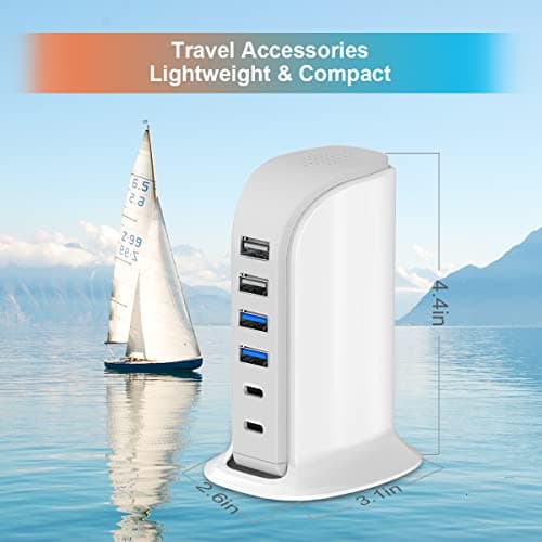 USB C Charger Upoy, 45W Charging Station for Multiple Devices, Fast Charging Blocks (Smart 8A) With Dual Type C Ports, USB Hub Organizer for iPhone, iPad, Kindle, Travel Accessories 5