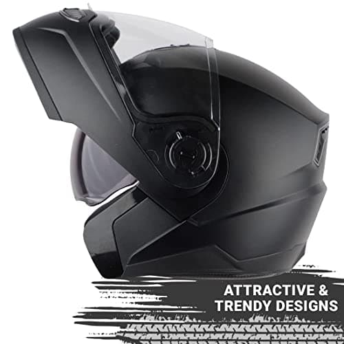 Steelbird SBA-7 7Wings ISI Certified Flip-Up Helmet for Men and Women with Inner Smoke Sun Shield (X-Large 620 MM, Dashing Black) 3