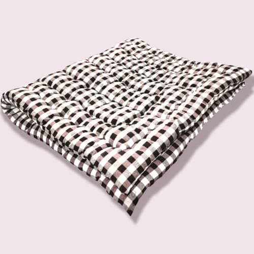 ATOOTFUSION Premium Queen Size Cotton Quilt Mattress | Lightweight Comfort, Medium Firmness | Foldable Reversible Cotton Bedding | White and Black Checkered Design (72X60 Inches) 3