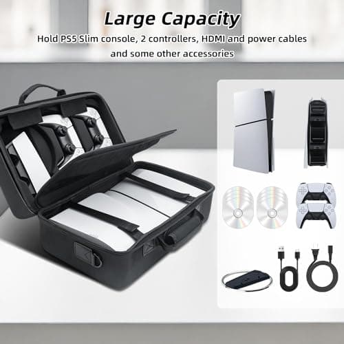 OIVO INDIA Carrying Case for PS5 Slim Console, Hard Shell Protective Case Travel Bag Compatible for PlayStation 5 Slim Console Disc/Digital Edition - Black 2
