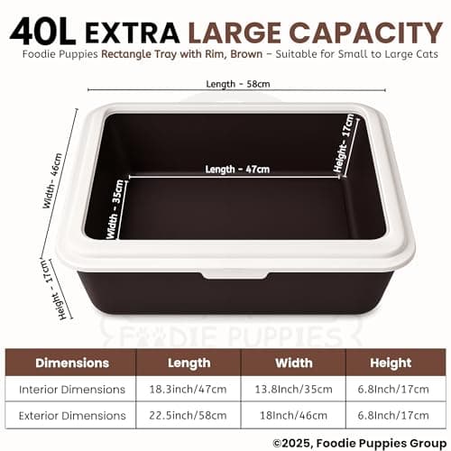 Foodie Puppies Rectangle Cat Litter Tray (Large (Brown) - 58 x 46 x 17 cm) with Rim, Reduces Odor, Perfect Starter for Toilet Training Your Kitten and Puppies 2