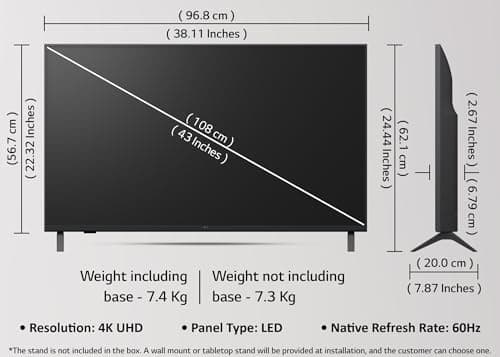 LG 108 cm (43 inches) UA82 AI Series 4K Ultra HD Smart webOS LED TV 43UA82006LA 3