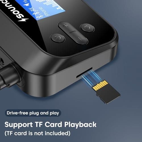 Sounce 3-in-1 Bluetooth 5.0 Audio Adapter with LCD Display – Wireless Transmitter, Receiver & Bypass Mode with AUX/Optical/RCA, Dual Link Support for TV, PC, Home Stereo, Speakers & Headphones 3