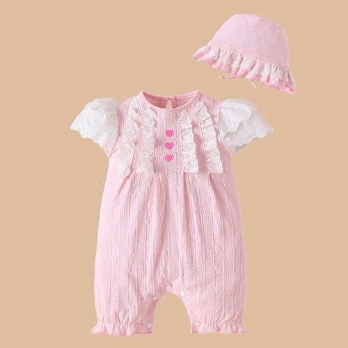 Hopscotch Girls Short Sleeves Pink Angel Wings Romper For Ages (0-3 Months) 4