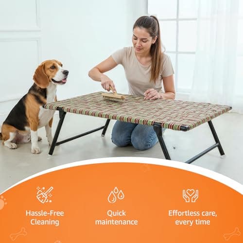 Amazon Basics Leg Fold Dog Pet Bed | Nylon Niwar Durable | 24 × 36 × 12 Inch | Multi-Color 5