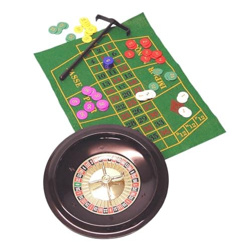 UJEAVETTE 10 Inches Roulette Wheel 100 Chips and Table Mat Included for Bar Night Game 5