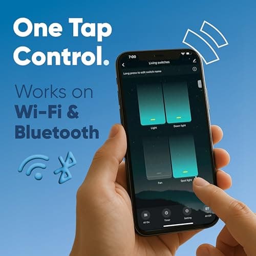 AZIOT Smart Wi-Fi Modular 4 Gang Premium Touch Switch (6 Amps Each) - GLASS (Not Acrylic): Elevate Your Home with Effortless Control (Fits in Anchor Roma Classic and Similar Plates) Home Automation 3