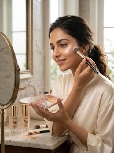 Ultimate Glow Makeup Combo - 2-in-1 HD Super Stay Foundation, Glowzila 6-Shade Highlighter Face- Long Lasting, Full Coverage Professional Makeup Set (Highlighter & HD 2in1) 4