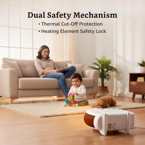Amazon Brand - Solimo 2000/1000 Watts Room Heater with Adjustable Thermostat (ISI certified, White colour, Ideal for small to medium room/area) 5