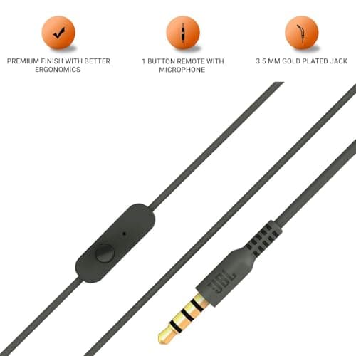 JBL C200SI, Premium in Ear Wired Earphones with Mic, Signature Sound, One Button Multi-Function Remote, Premium Metallic Finish, Angled Earbuds for Comfort fit (Gun Metal) 3