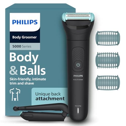 Philips Body Trimmer for Men Private Parts, Removes Back Hair, Skin Safe Grooming, Clinically Tested for Sensitive Skin, 100 Min Runtime, Showerproof, 2+3yrs* Warranty, BG5475/15