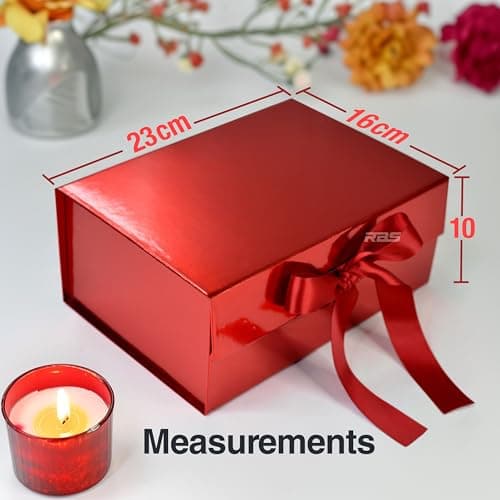 RBS® - Red Gift Box for Packing (23x16x10 Cm) With Satin Ribbon Valentine's Day Empty Return Gift Hamper Box Holds Upto 5 Kg Maroon Gift Boxes for Presents Reusable Gift Packing Box (Burgundy Bliss) 5