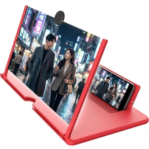 Mobile Screen Magnifier with Foldable Stand - 3D HD Phone Screen Enlarger with Silicone Grip Pull Design for Smartphones | Portable Video Amplifier for Movies, Gaming and Hands-Free Viewing
