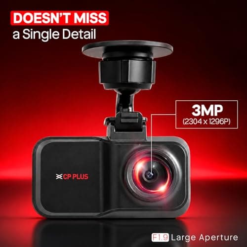 CP PLUS Dash Cam for Car CP-W310 | 3MP Full HD+ Single Channel Dashcam | 1296P Recording | Built-in Microphone | WiFi (AP Mode) | G-Sensor | Night Vision | 137° Wide View Angle | Supports 1TB SD Card 4