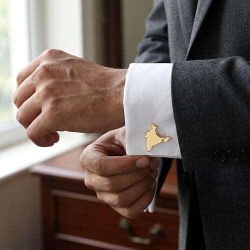 Artsycollection® India Patriot Map Design Cufflinks for Men | Stylish India Map Cufflinks | Premium Formal Shirt Accessories | Patriotic Wedding Office Party Gift (Gold) 3