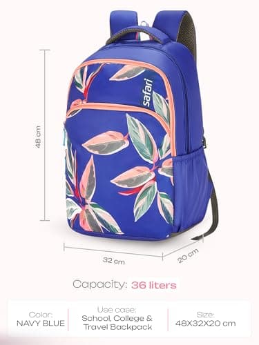 Safari Inkblossom School Bag For Girls, Capacity - 36L, 2 Compartments Backpack For kids 3