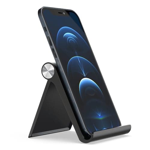 amazon basics Multi Angle Desktop Foldable Stand Tablet/Mobile Stand Holder for iPhone, Android, Samsung, OnePlus, Xiaomi, Smartphones. Portable, for Your Bed,Home, Office, Home (Black) 2