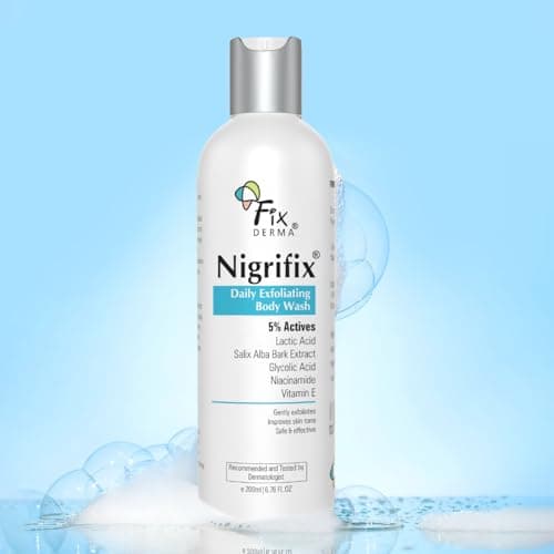 Fixderma Nigrifix Exfoliating Body Wash with 5% Actives (Lactic Acid, Glycolic Acid, Niacinamide Acid & Vitamin E) | Gentle Exfoliating Shower Gel for Body Wash | Improves Skin Tone - 200ml(Pack of 2) 2
