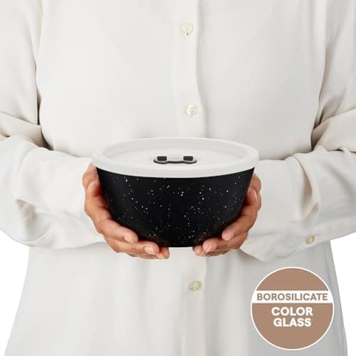 Borosil 750ml Serving & Mixing Bowl with Lid | Made in India Borosilicate Glass Bowl for Kitchen & Dinning | Bowl for Mixing Dough, Salad, Batter | Microwave & Dishwasher Safe (Pebble Black) 3