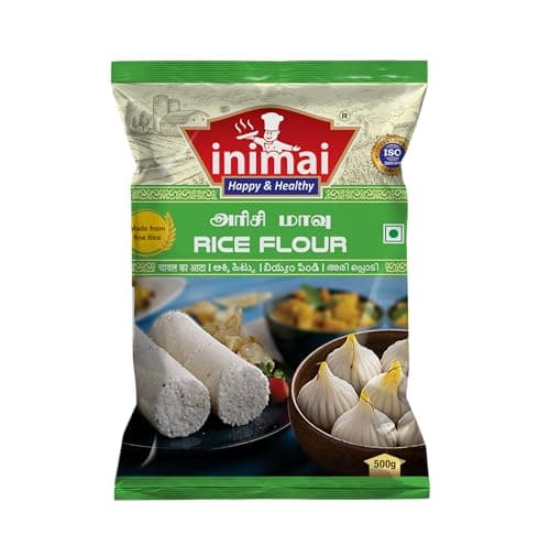 Inimai Rice Flour, 500g Pack, Traditional South Indian Style Rice Flour (Pack of 3)