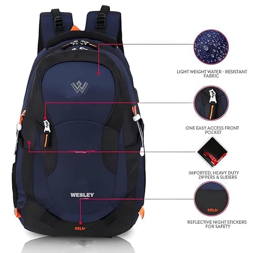 Wesley Spartan Unisex Travel Hiking Laptop Bag fits Upto 17.3 inch with Raincover and Internal Organiser Backpack Rucksack College Backpack 5
