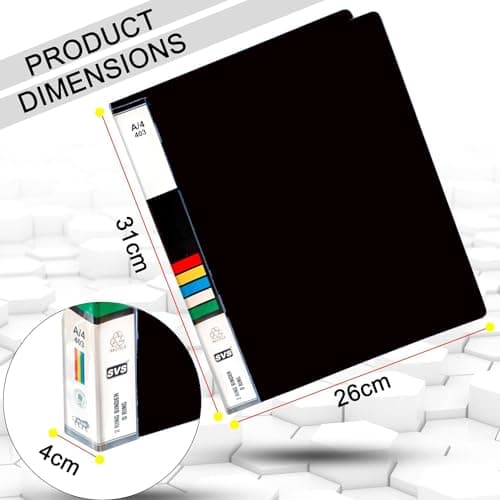 KEEPING Plastic File Folder 2D Ring Binder A4 Size Tough & Durable Ring Binder Box Board File(Heavy Plastic/and Color May Very) (Black) (Pack of 2) 2