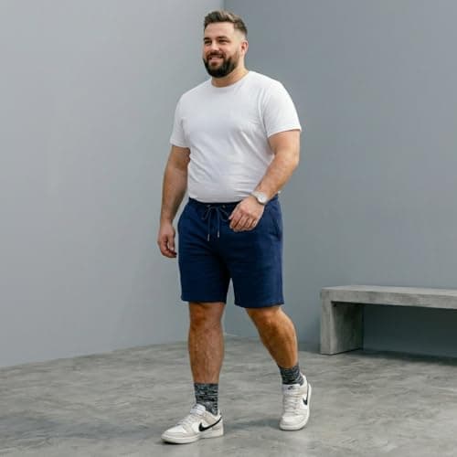 Khakey Mens Cotton Knee Length Navy Plus Size Short 4
