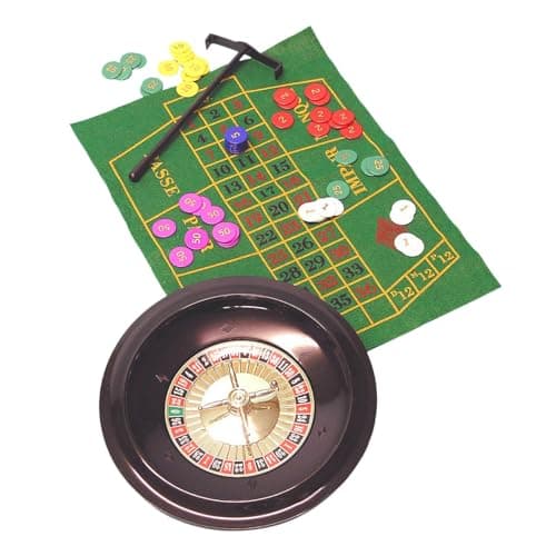 UJEAVETTE 10 Inches Roulette Wheel 100 Chips and Table Mat Included for Bar Night Game 4