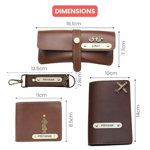 YOUR GIFT STUDIO Personalized Name & Charm Leather Wallet Mens Combo Gift Set Nexon Leather | Customized Birthday Anniversary Office Gifts for Man | Customized Gift Hamper for Men (Brown) 5