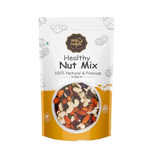 Nutty Delights Healthy Dry Fruit & Nut Mix, 200g, Source of Protein, Magnesium & Phosphorus, Rich in Dietary Fiber, Flavourful & Crunchy Snack, Almonds, Cashews, Raisins, Dried Blueberries Pistachios, 3